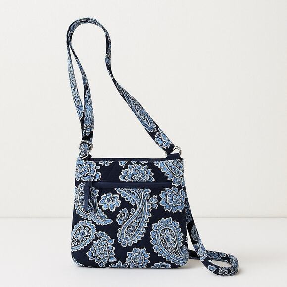 Vera Bradley Triple Zip Hipster Crossbody Blue Bandana pattern. - Picture 1 of 7